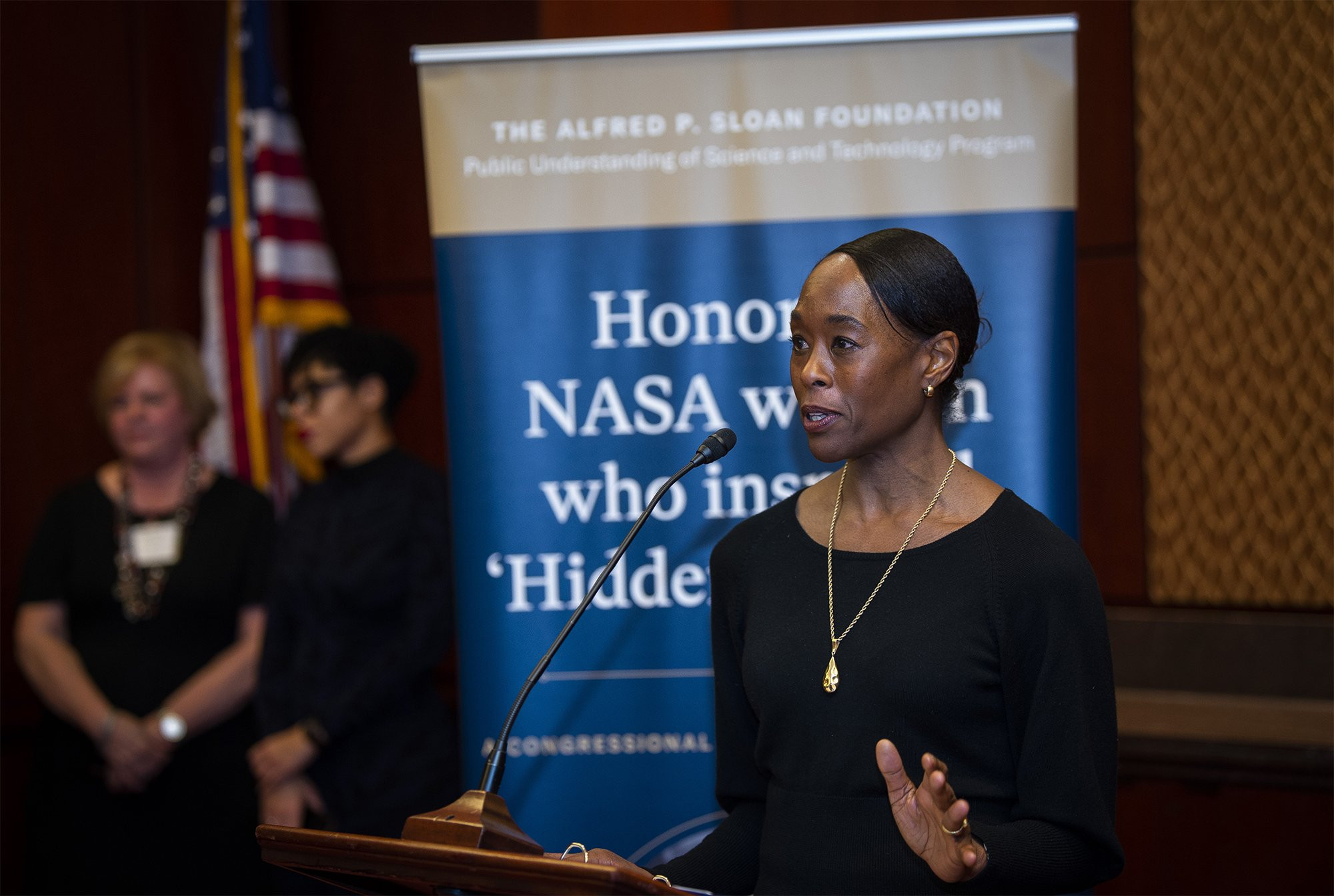 Author Margot Lee Shetterly speaking at the event.