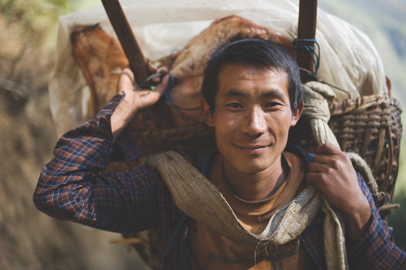 Portrait of a porter in Khumbu Region, Nepal